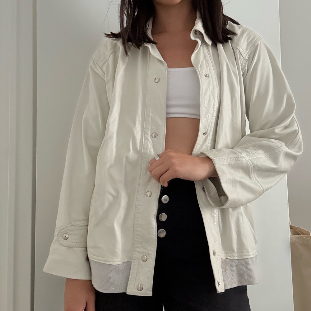 Women's Vintage Leather Cream Jacket